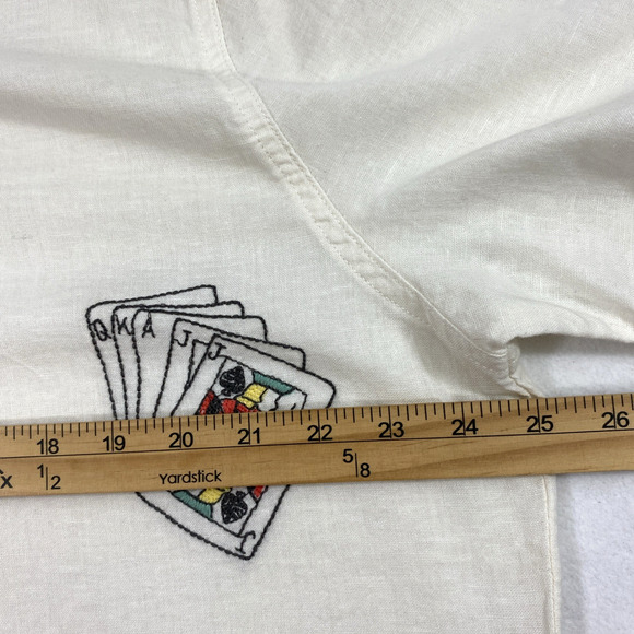 Hollister Shirt Mens XXL Linen Blend‎ Beige Embroidered Button Up Short Sleeve - Picture 9 of 10